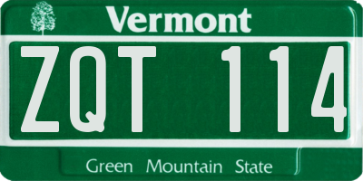 VT license plate ZQT114
