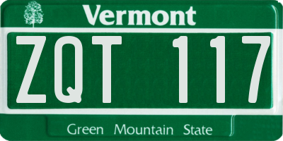 VT license plate ZQT117