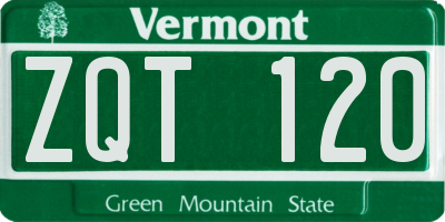 VT license plate ZQT120