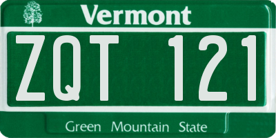 VT license plate ZQT121