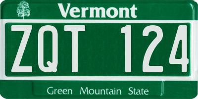 VT license plate ZQT124
