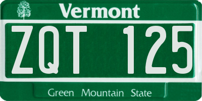 VT license plate ZQT125