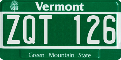 VT license plate ZQT126