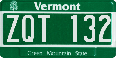 VT license plate ZQT132