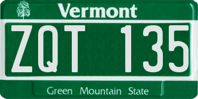 VT license plate ZQT135