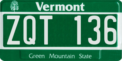 VT license plate ZQT136