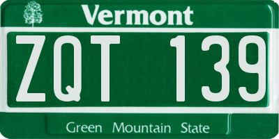 VT license plate ZQT139