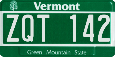 VT license plate ZQT142