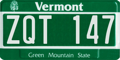 VT license plate ZQT147