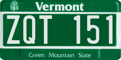 VT license plate ZQT151