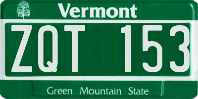 VT license plate ZQT153