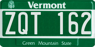 VT license plate ZQT162