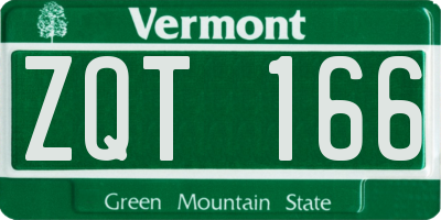 VT license plate ZQT166