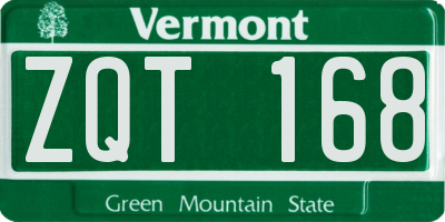 VT license plate ZQT168
