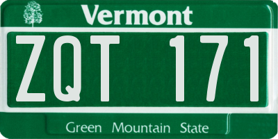 VT license plate ZQT171