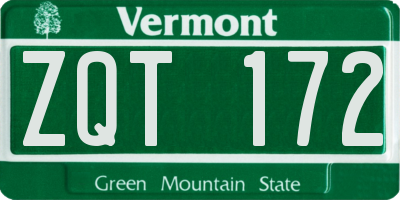 VT license plate ZQT172