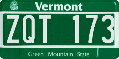 VT license plate ZQT173