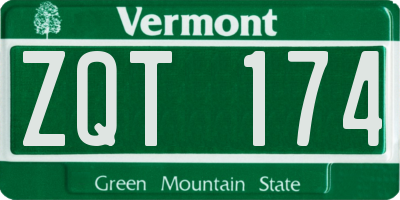 VT license plate ZQT174