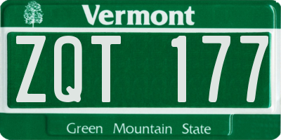 VT license plate ZQT177