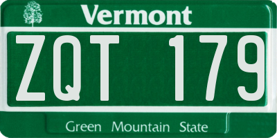 VT license plate ZQT179