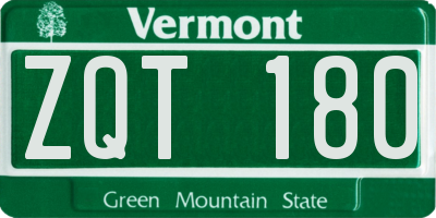 VT license plate ZQT180