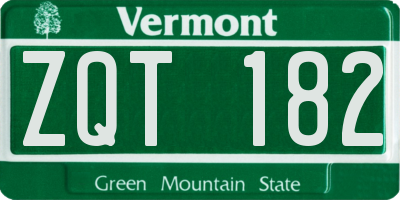 VT license plate ZQT182