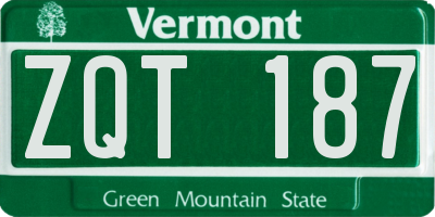 VT license plate ZQT187