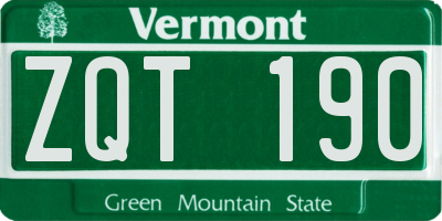 VT license plate ZQT190