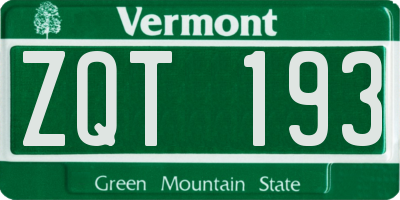 VT license plate ZQT193