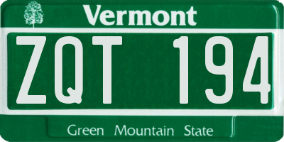 VT license plate ZQT194