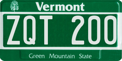 VT license plate ZQT200