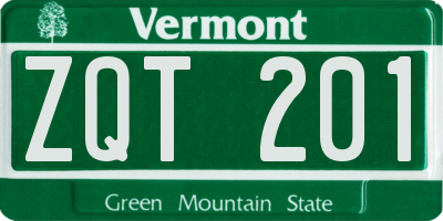 VT license plate ZQT201