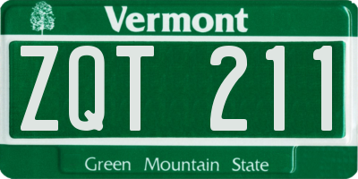 VT license plate ZQT211
