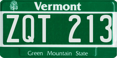 VT license plate ZQT213