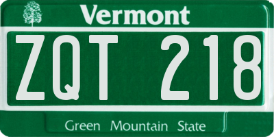 VT license plate ZQT218