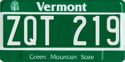 VT license plate ZQT219