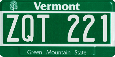 VT license plate ZQT221