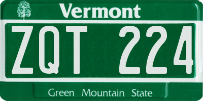 VT license plate ZQT224