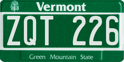 VT license plate ZQT226