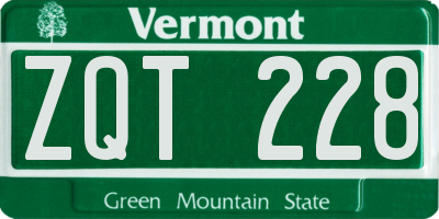 VT license plate ZQT228