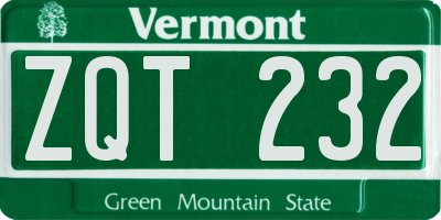 VT license plate ZQT232