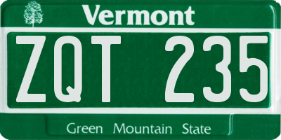 VT license plate ZQT235