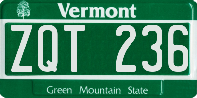VT license plate ZQT236