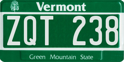 VT license plate ZQT238