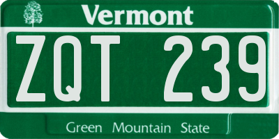 VT license plate ZQT239