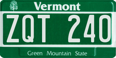 VT license plate ZQT240