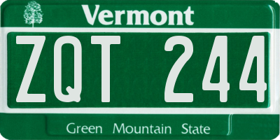 VT license plate ZQT244