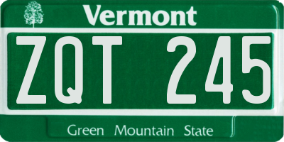 VT license plate ZQT245