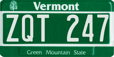 VT license plate ZQT247