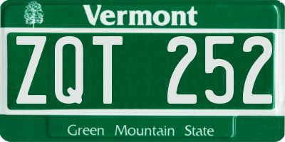 VT license plate ZQT252